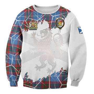 Newton Tartan Sweatshirt with Family Crest and Lion Rampant Grunge Style