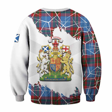 Newton Tartan Sweatshirt with Family Crest and Lion Rampant Grunge Style