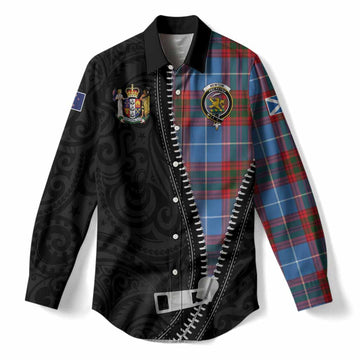Newton Tartan Women Casual Shirt New Zealand Pattern Unique Zipper Stylized