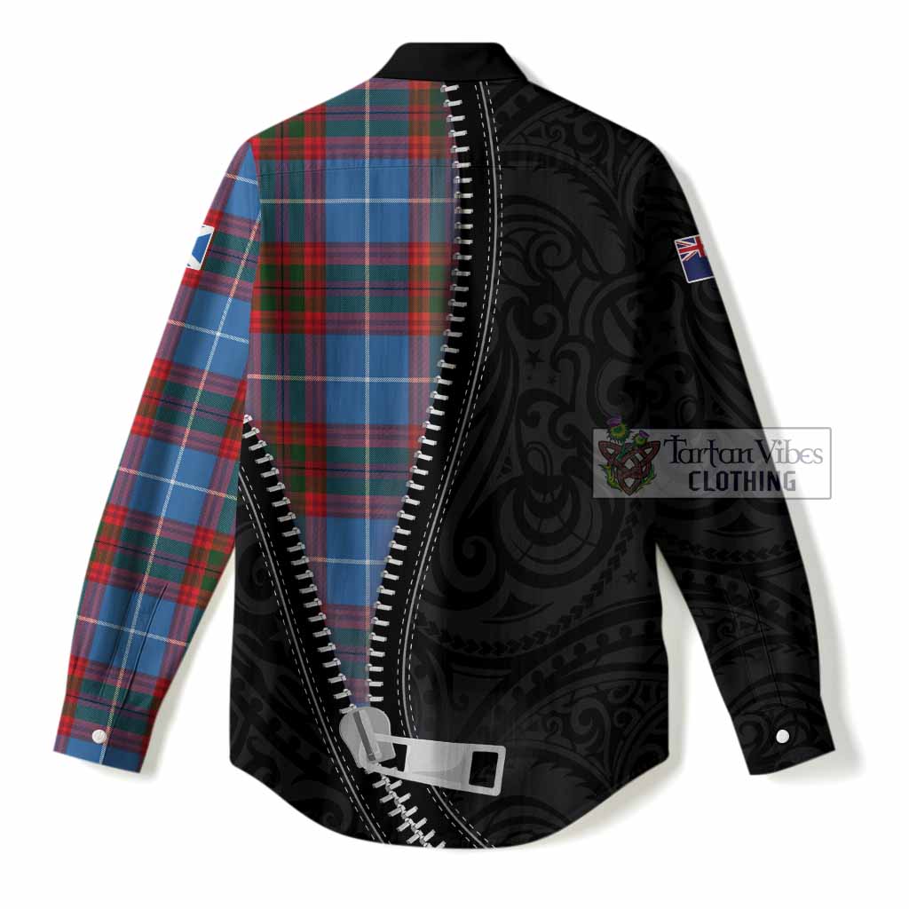 Newton Tartan Women Casual Shirt New Zealand Pattern Unique Zipper Stylized