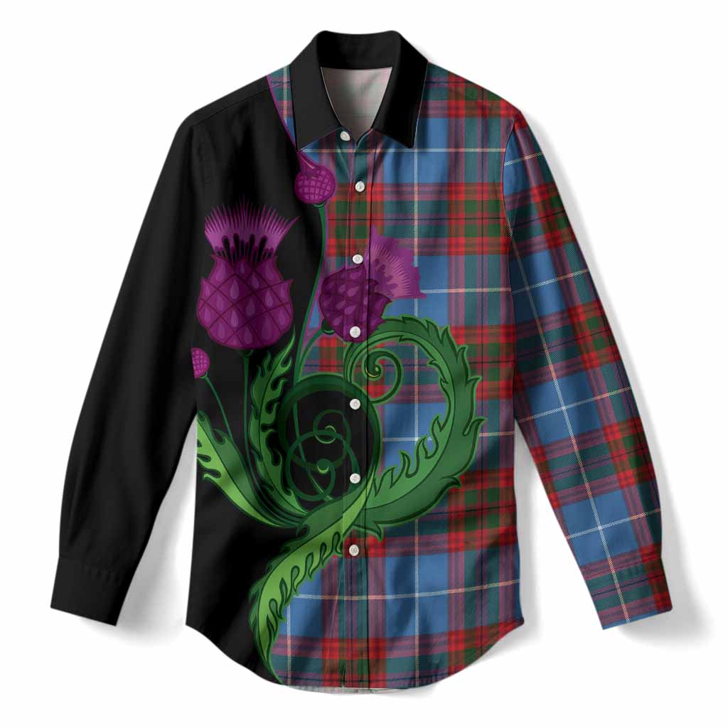 Newton Tartan Women Casual Shirt Traditional Scottish Thistle