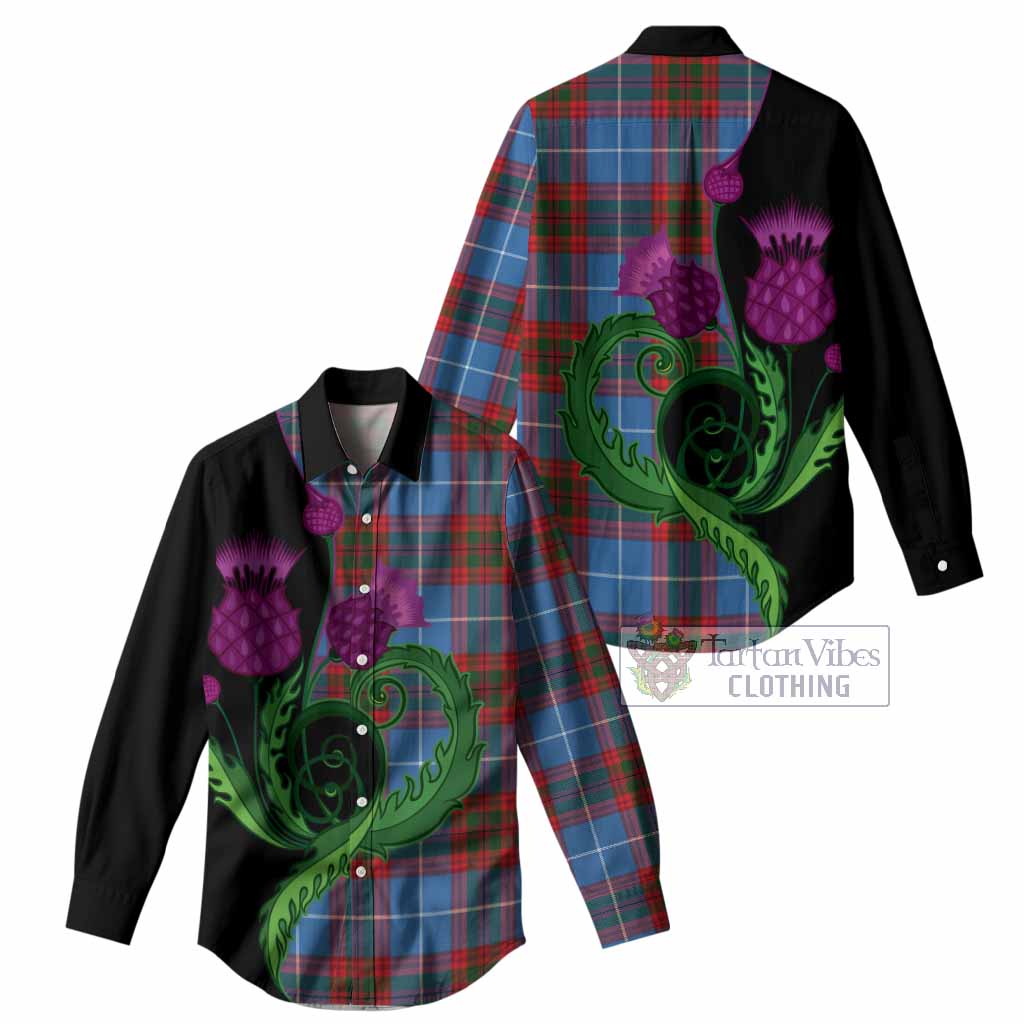 Newton Tartan Women Casual Shirt Traditional Scottish Thistle