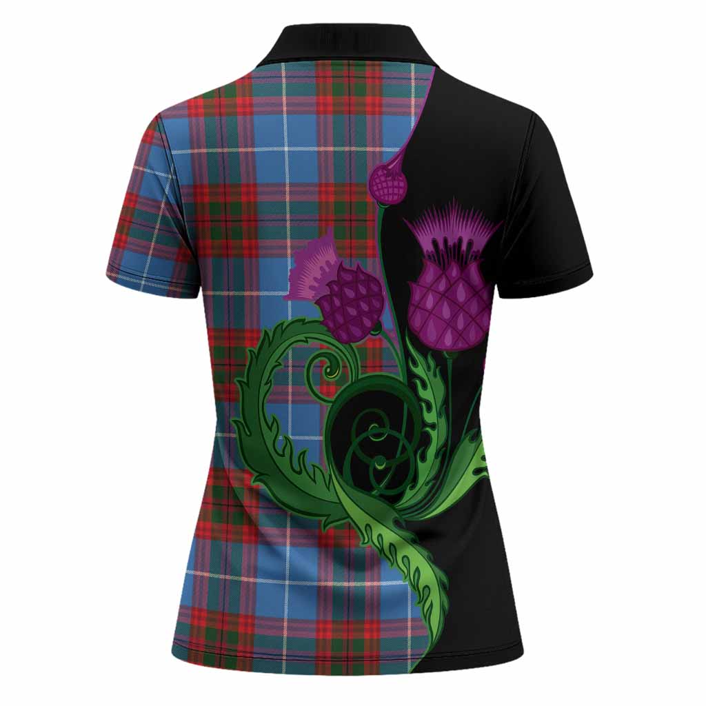 Newton Tartan Women Polo Shirt Traditional Scottish Thistle