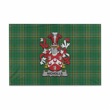 Nicholls Irish Clan Tartan House Flag with Coat of Arms