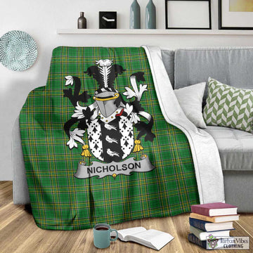 Tartan Vibes Clothing Nicholson Irish Clan Tartan Blanket with Coat of Arms