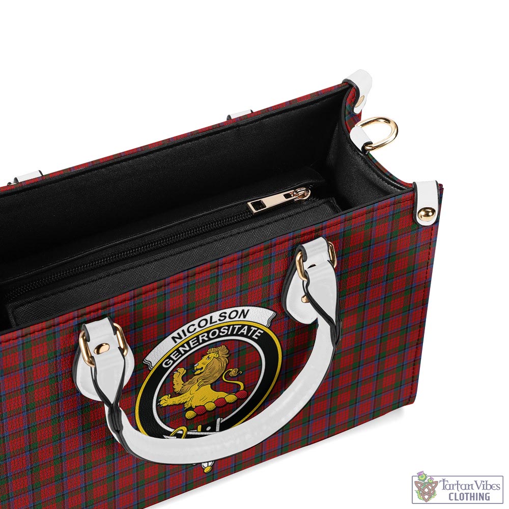 Tartan Vibes Clothing Nicolson Tartan Luxury Leather Handbags with Family Crest