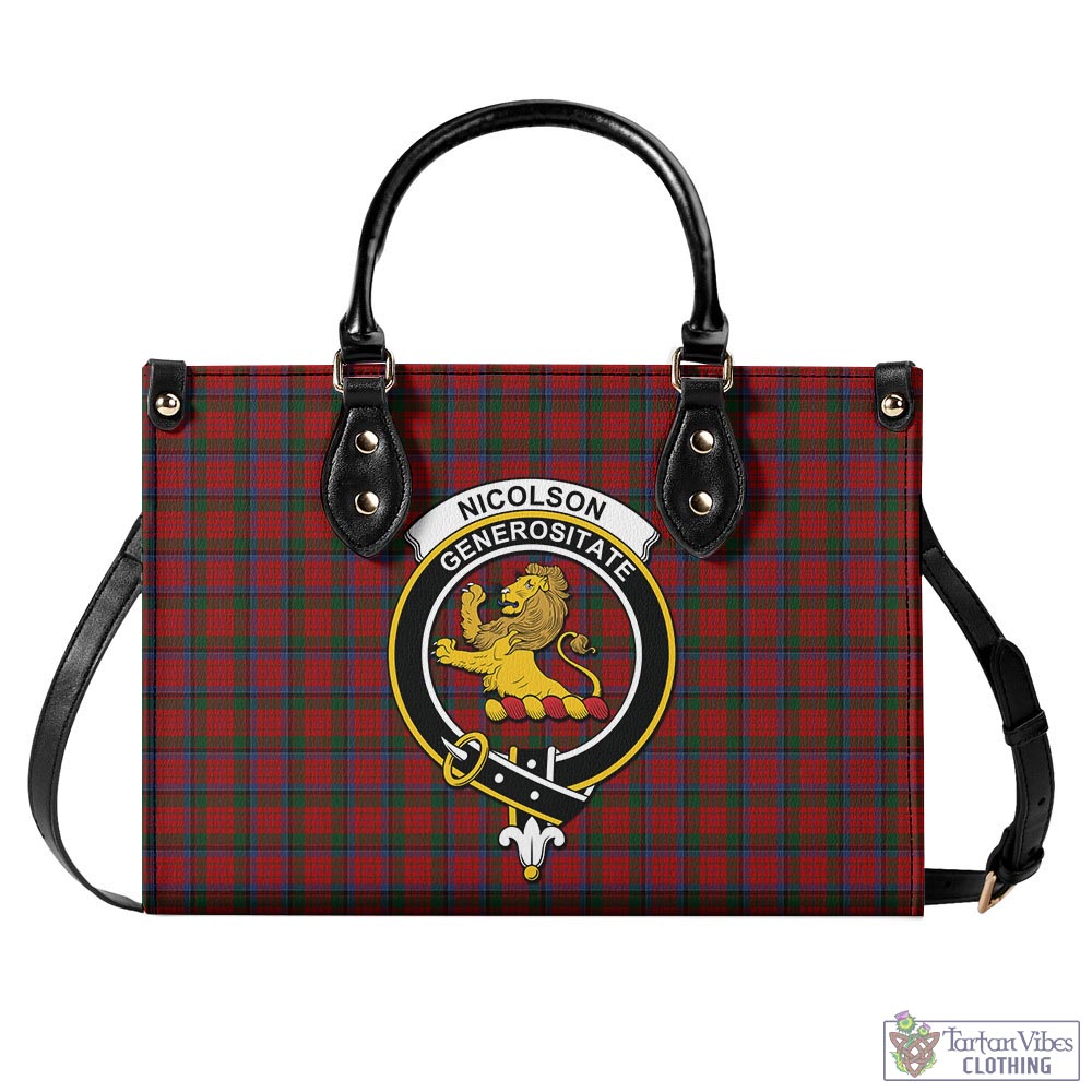 Tartan Vibes Clothing Nicolson Tartan Luxury Leather Handbags with Family Crest