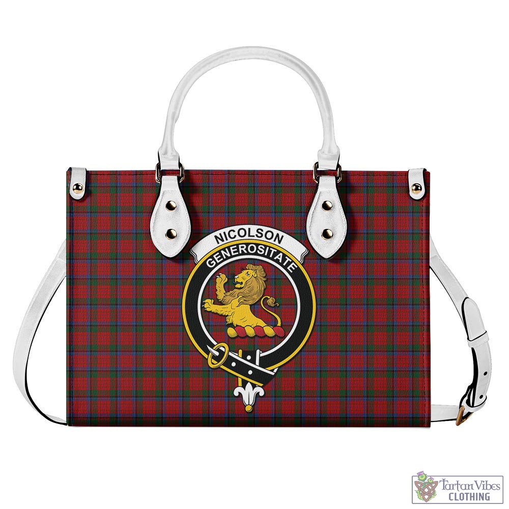 Tartan Vibes Clothing Nicolson Tartan Luxury Leather Handbags with Family Crest
