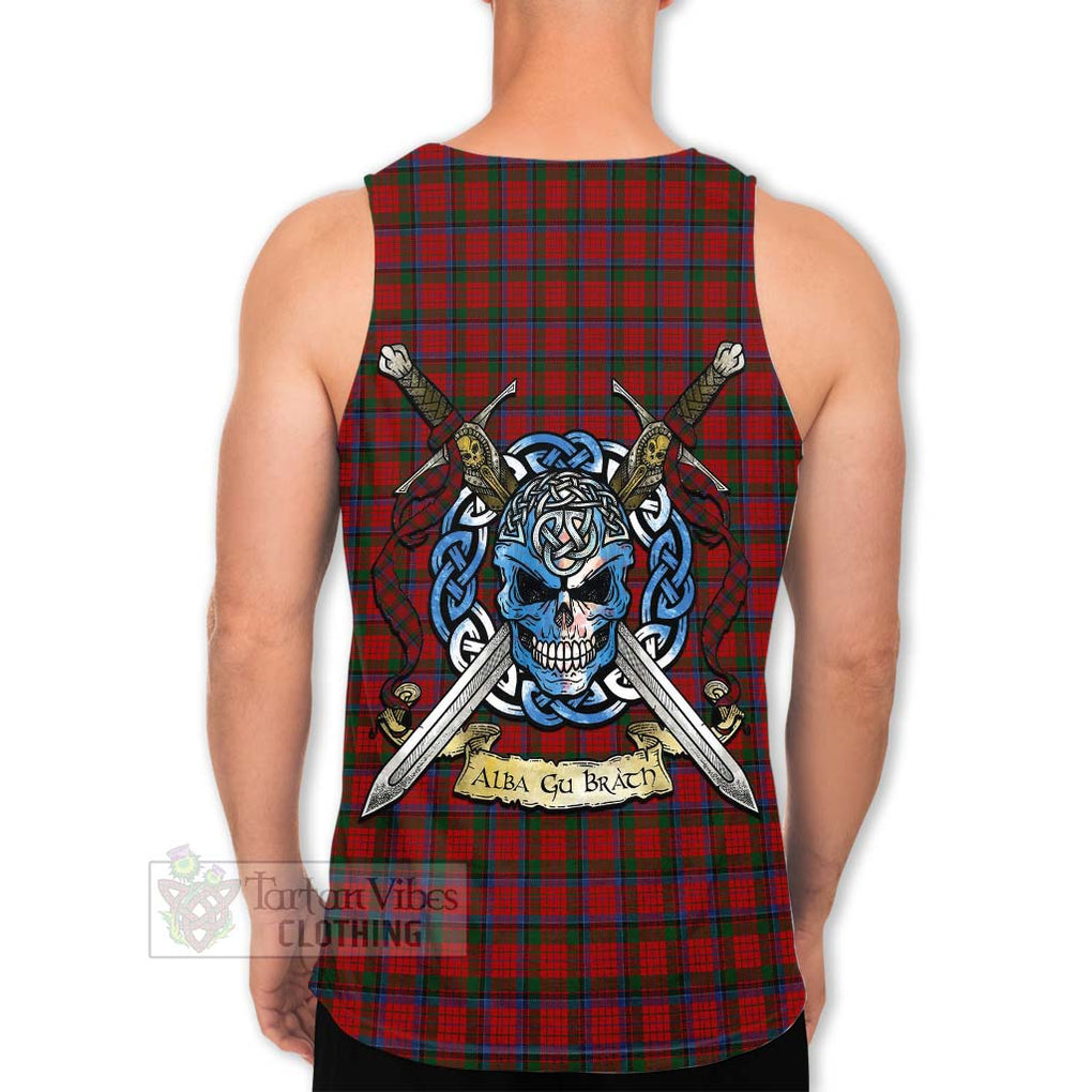 Tartan Vibes Clothing Nicolson Tartan Men's Tank Top with Family Crest Celtic Skull Style