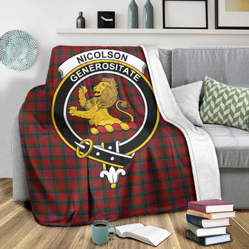 Nicolson Tartan Blanket with Family Crest