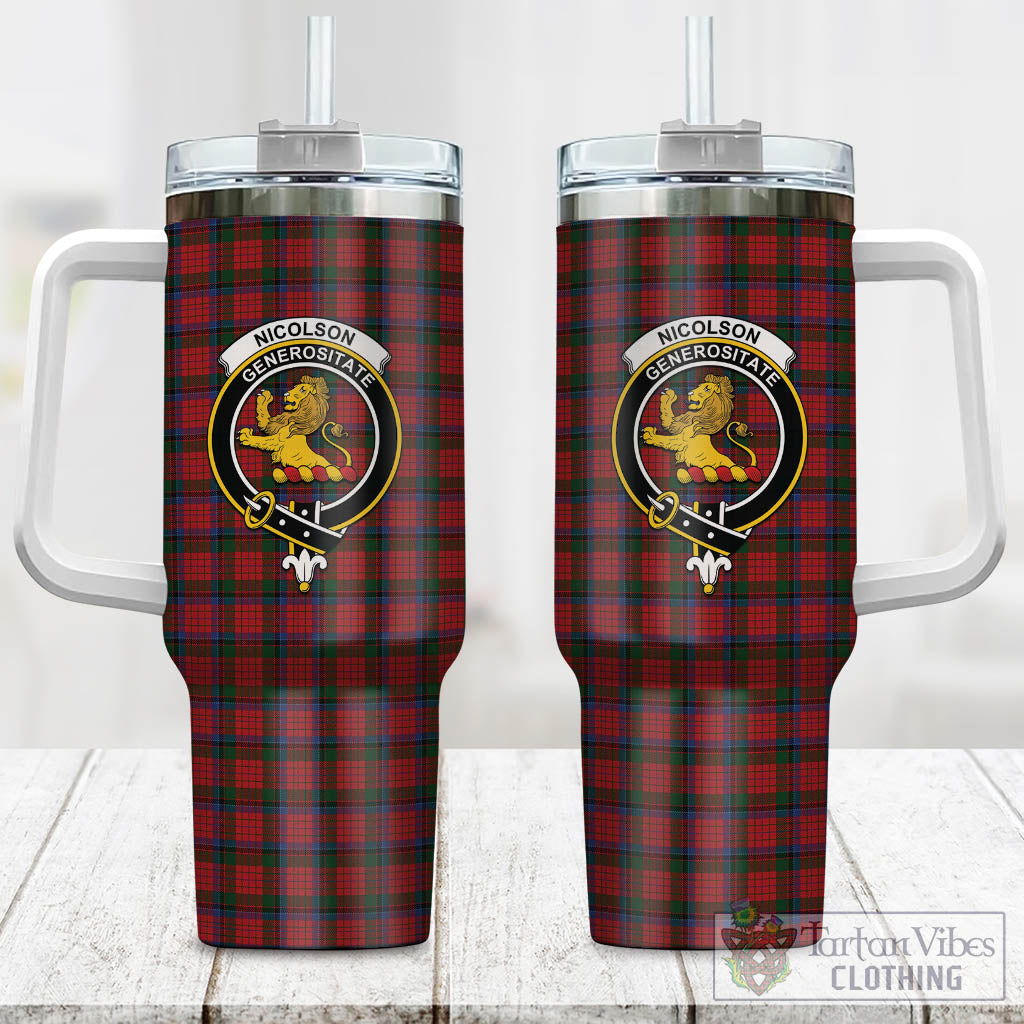 Tartan Vibes Clothing Nicolson Tartan and Family Crest Tumbler with Handle