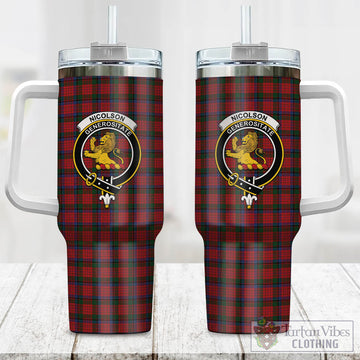 Nicolson Tartan and Family Crest Tumbler with Handle