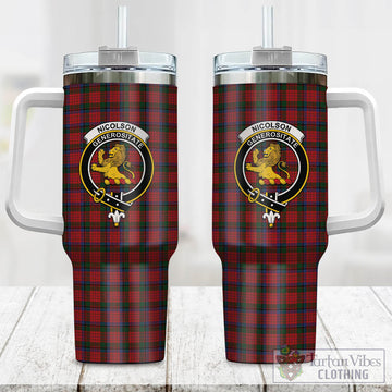Tartan Vibes Clothing Nicolson Tartan and Family Crest Tumbler with Handle