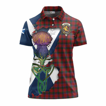 Nicolson Tartan Family Crest Women's Polo Shirt Scottish Thistle Celtic Inspired