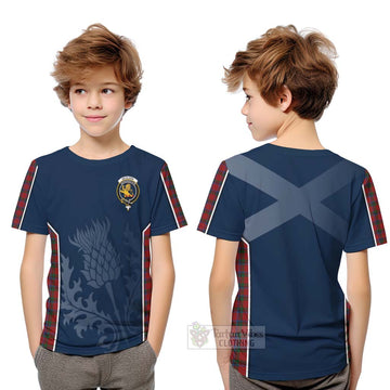 Tartan Vibes Clothing Nicolson Tartan Kid T-Shirt with Family Crest and Scottish Thistle Vibes Sport Style