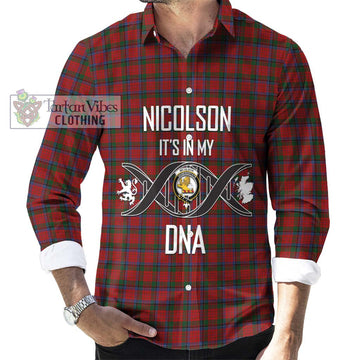 Nicolson Tartan Long Sleeve Button Shirt with Family Crest DNA In Me Style