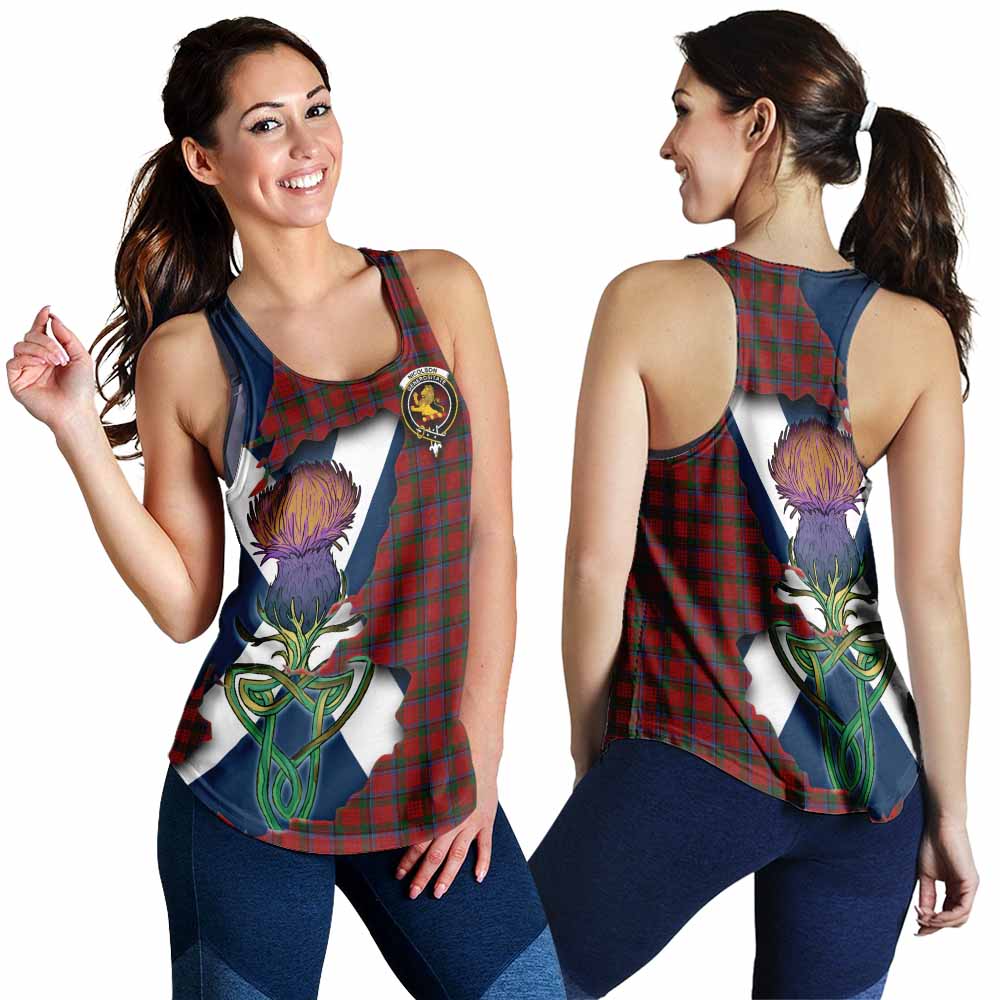 Tartan Vibes Clothing Nicolson Tartan Family Crest Women's Racerback Tanks Scottish Thistle Celtic Inspired
