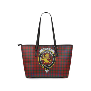Nicolson Tartan Leather Tote Bag with Family Crest