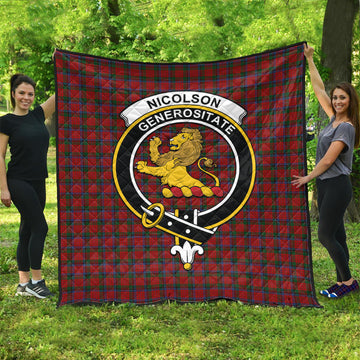 Nicolson Tartan Quilt with Family Crest