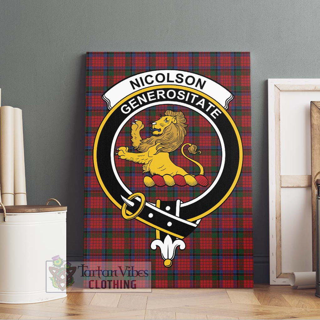 Nicolson Tartan Canvas Print Wall Art with Family Crest Without Frame - Tartan Vibes Clothing