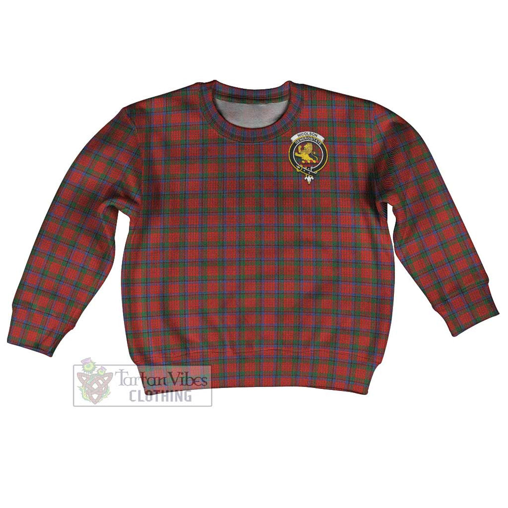 Tartan Vibes Clothing Nicolson Tartan Kid Ugly Sweater with Family Crest