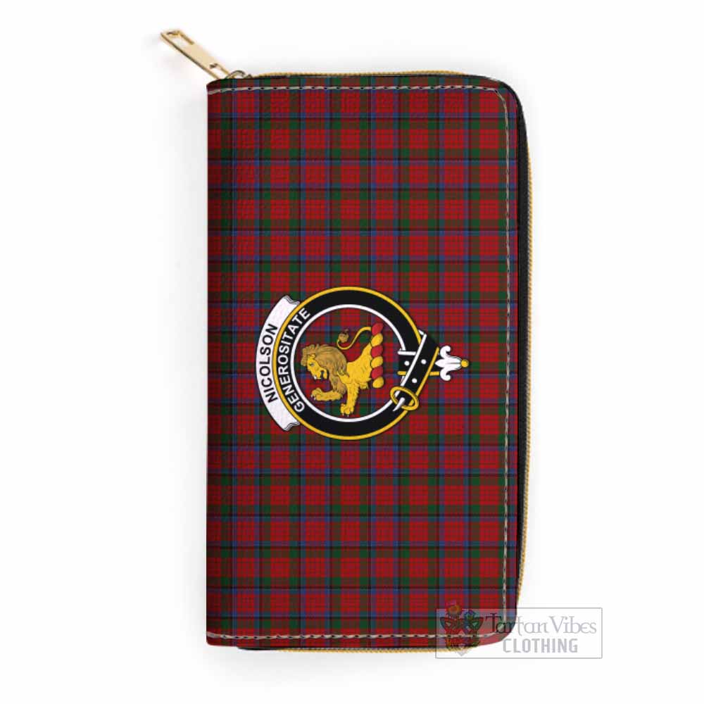 Tartan Vibes Clothing Nicolson Tartan Women's Leather Wallet with Family Crest