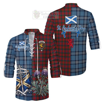 Tartan Vibes Clothing Nicolson Tartan Ghillie Kilt Shirt Happy St. Andrew's Day Half Tartan Style