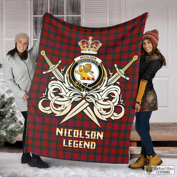 Tartan Vibes Clothing Nicolson Tartan Blanket with Clan Crest and the Golden Sword of Courageous Legacy