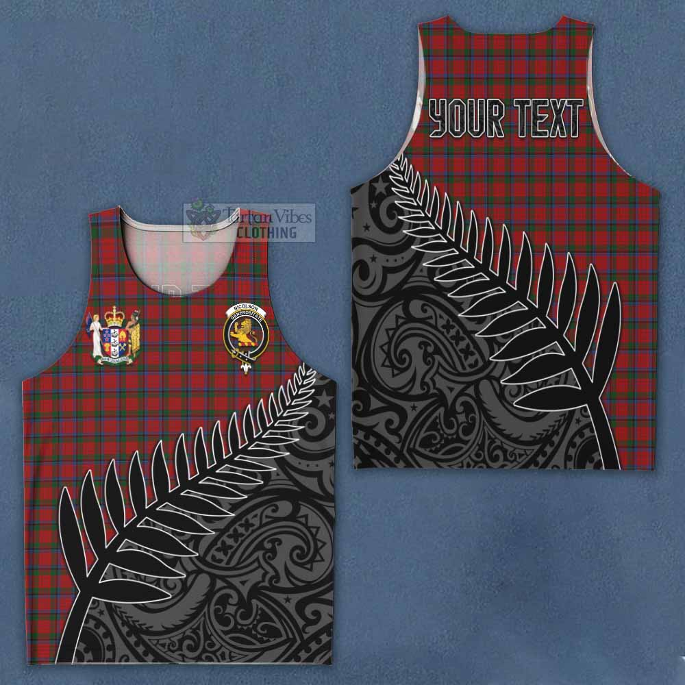 Tartan Vibes Clothing Nicolson Crest Tartan Men's Tank Top with New Zealand Silver Fern Half Style