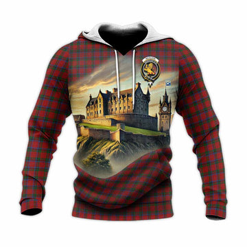 Tartan Vibes Clothing Nicolson Tartan Family Crest Knitted Hoodie with Scottish Ancient Castle Style