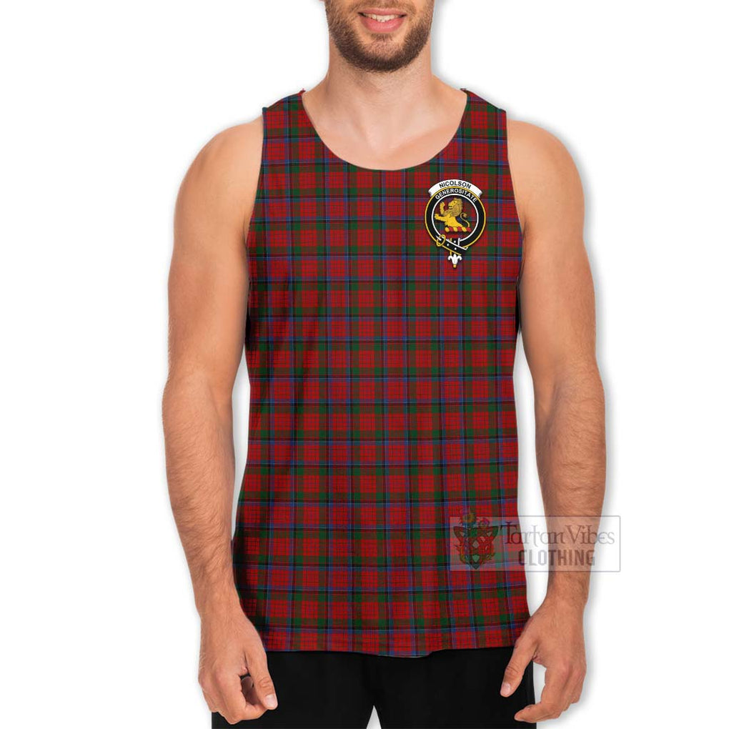 Tartan Vibes Clothing Nicolson Tartan Men's Tank Top with Family Crest Celtic Skull Style