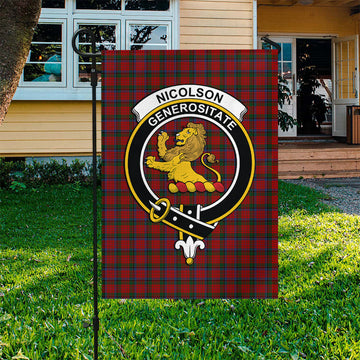 Nicolson Tartan Garden Flag with Family Crest