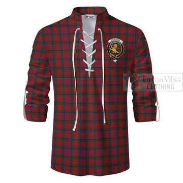 Tartan Vibes Clothing Nicolson Tartan Ghillie Kilt Shirt with Family Crest Celtic Skull Style