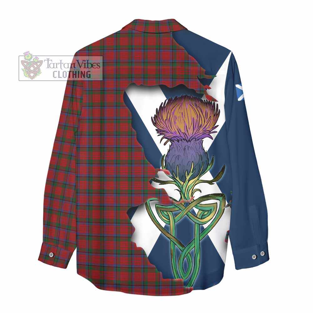 Tartan Vibes Clothing Nicolson Tartan Family Crest Women's Casual Shirt Scottish Thistle Celtic Inspired