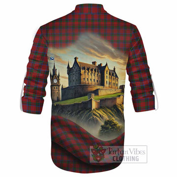 Tartan Vibes Clothing Nicolson Tartan Family Crest Ghillie Kilt Shirt with Scottish Ancient Castle Style