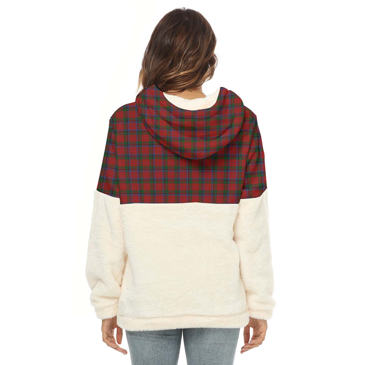 Nicolson Tartan Women's Borg Fleece Hoodie With Half Zip with Family Crest - Tartan Vibes Clothing