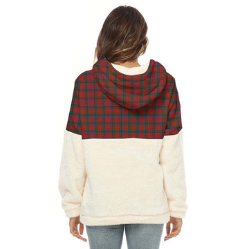 Nicolson Tartan Women's Borg Fleece Hoodie With Half Zip with Family Crest - Tartan Vibes Clothing