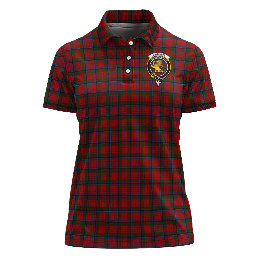 Nicolson Tartan Polo Shirt with Family Crest For Women - Tartan Vibes Clothing