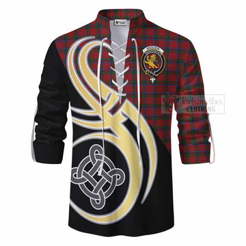 Tartan Vibes Clothing Nicolson Tartan Ghillie Kilt Shirt with Family Crest and Celtic Symbol Style