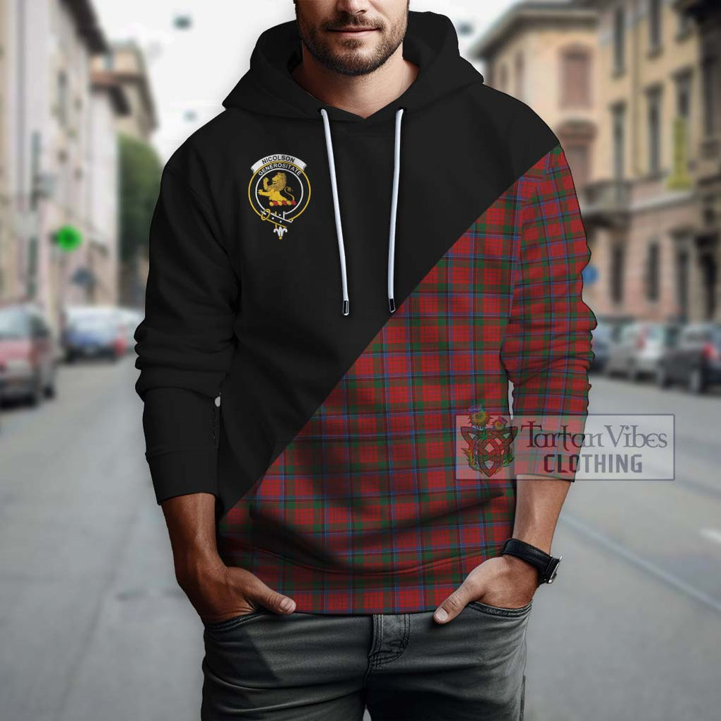Nicolson Tartan Hoodie with Family Crest and Military Logo Style - Tartanvibesclothing Shop
