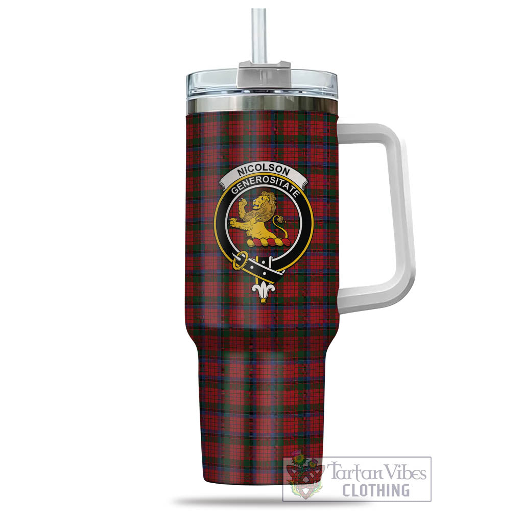 Tartan Vibes Clothing Nicolson Tartan and Family Crest Tumbler with Handle