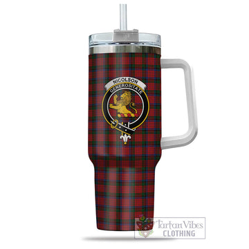 Tartan Vibes Clothing Nicolson Tartan and Family Crest Tumbler with Handle