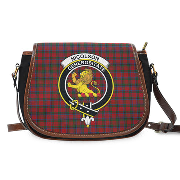 Nicolson Tartan Saddle Bag with Family Crest