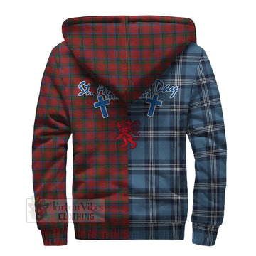 Nicolson Tartan Sherpa Hoodie Happy St. Andrew's Day Half Tartan Style