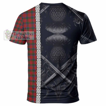 Tartan Vibes Clothing Nicolson Tartan T-Shirt with Family Crest Cross Sword Thistle Celtic Vibes