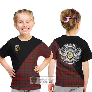 Nicolson Tartan Kid T-Shirt with Family Crest and Military Logo Style - Tartanvibesclothing Shop