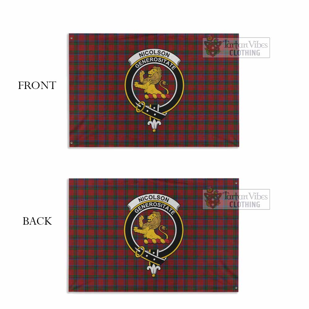 Tartan Vibes Clothing Nicolson Tartan House Flag with Family Crest