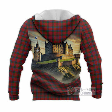 Tartan Vibes Clothing Nicolson Tartan Family Crest Knitted Hoodie with Scottish Ancient Castle Style