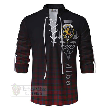 Tartan Vibes Clothing Nicolson Tartan Ghillie Kilt Shirt Featuring Alba Gu Brath Family Crest Celtic Inspired