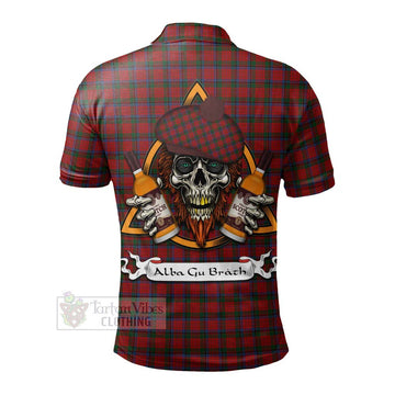 Tartan Vibes Clothing Nicolson Tartan Polo Shirt with Family Crest and Bearded Skull Holding Bottles of Whiskey